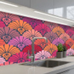 Patronen - Art Deco - Roze - Bloemen keuken achterwand 2 middel 871 -3d_schuin