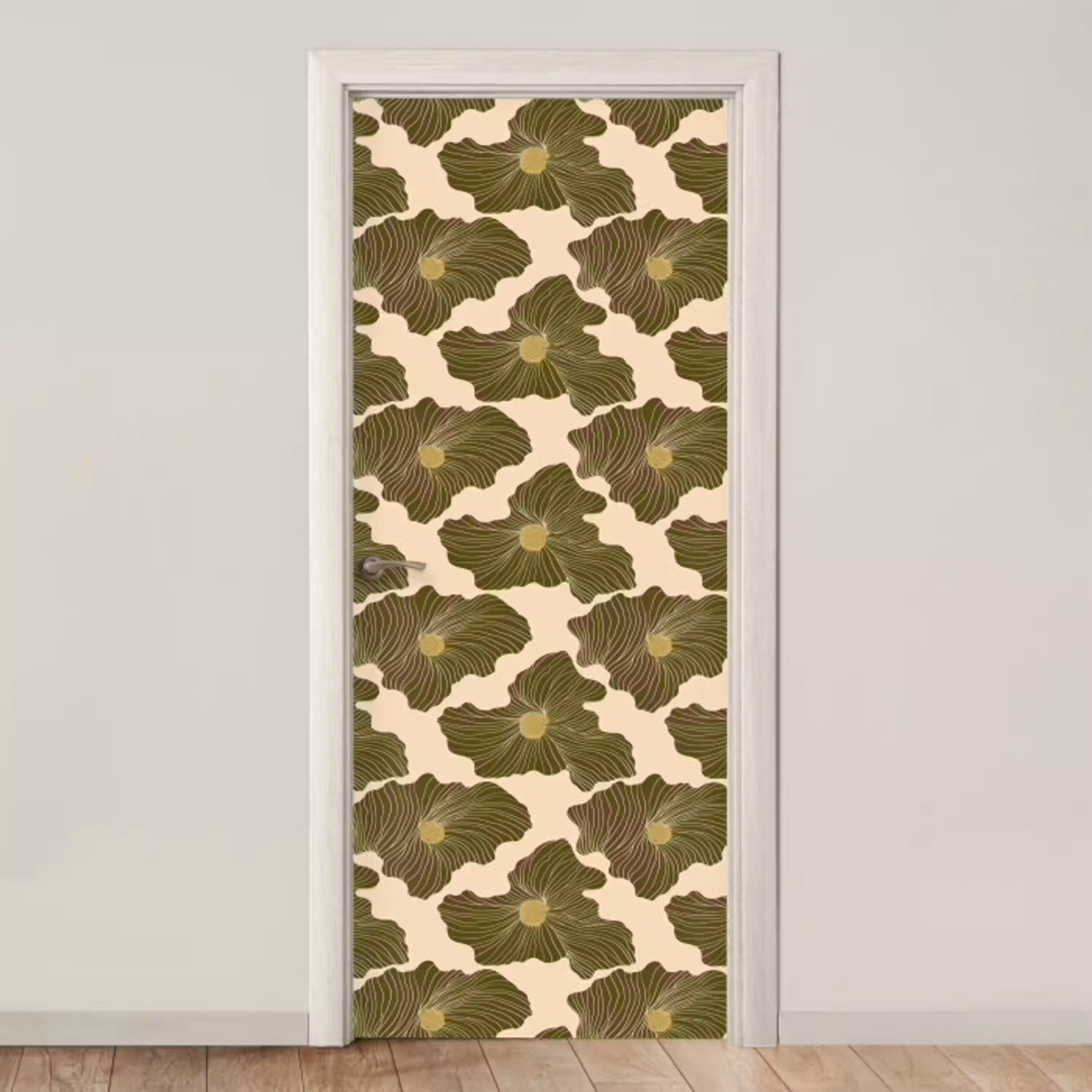 Modern - Abstract - Groen deurposter klein 289 -3d_beige
