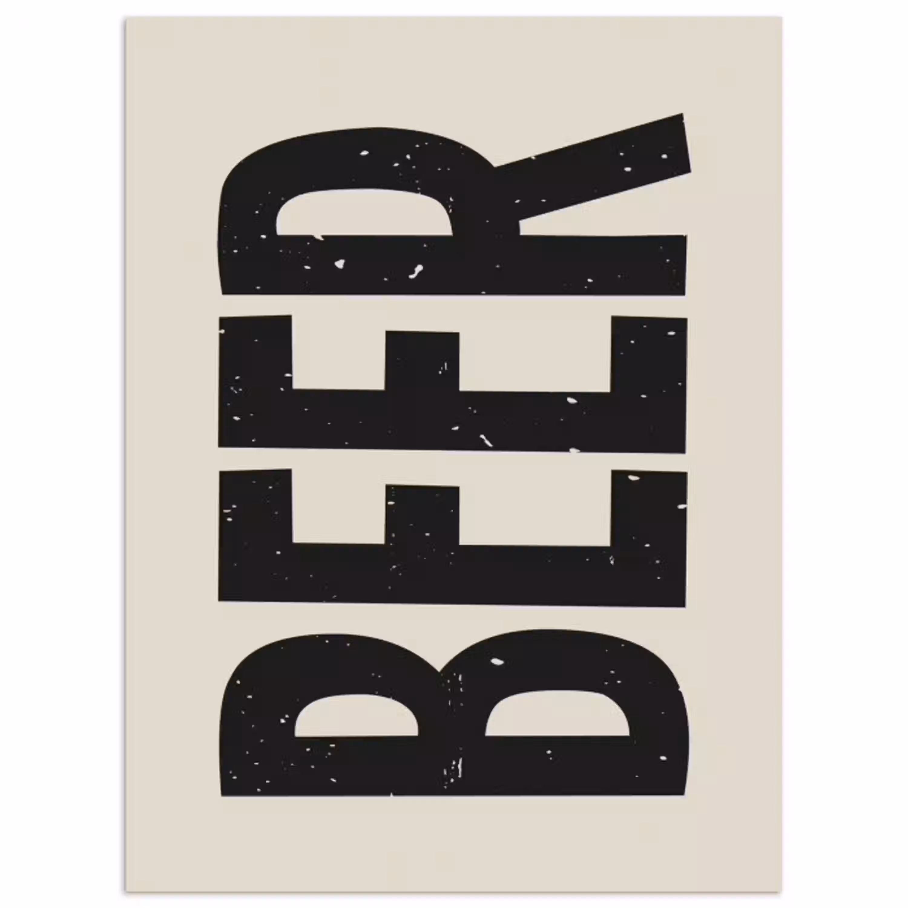 Beer - Vintage - Zwart - Beige poster papier klein -3d