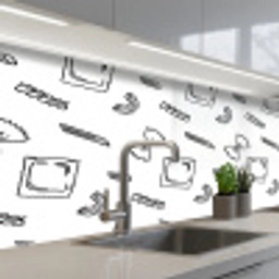 Pasta - Patroon - Zwart - wit keuken achterwand 2 middel -3d_schuin