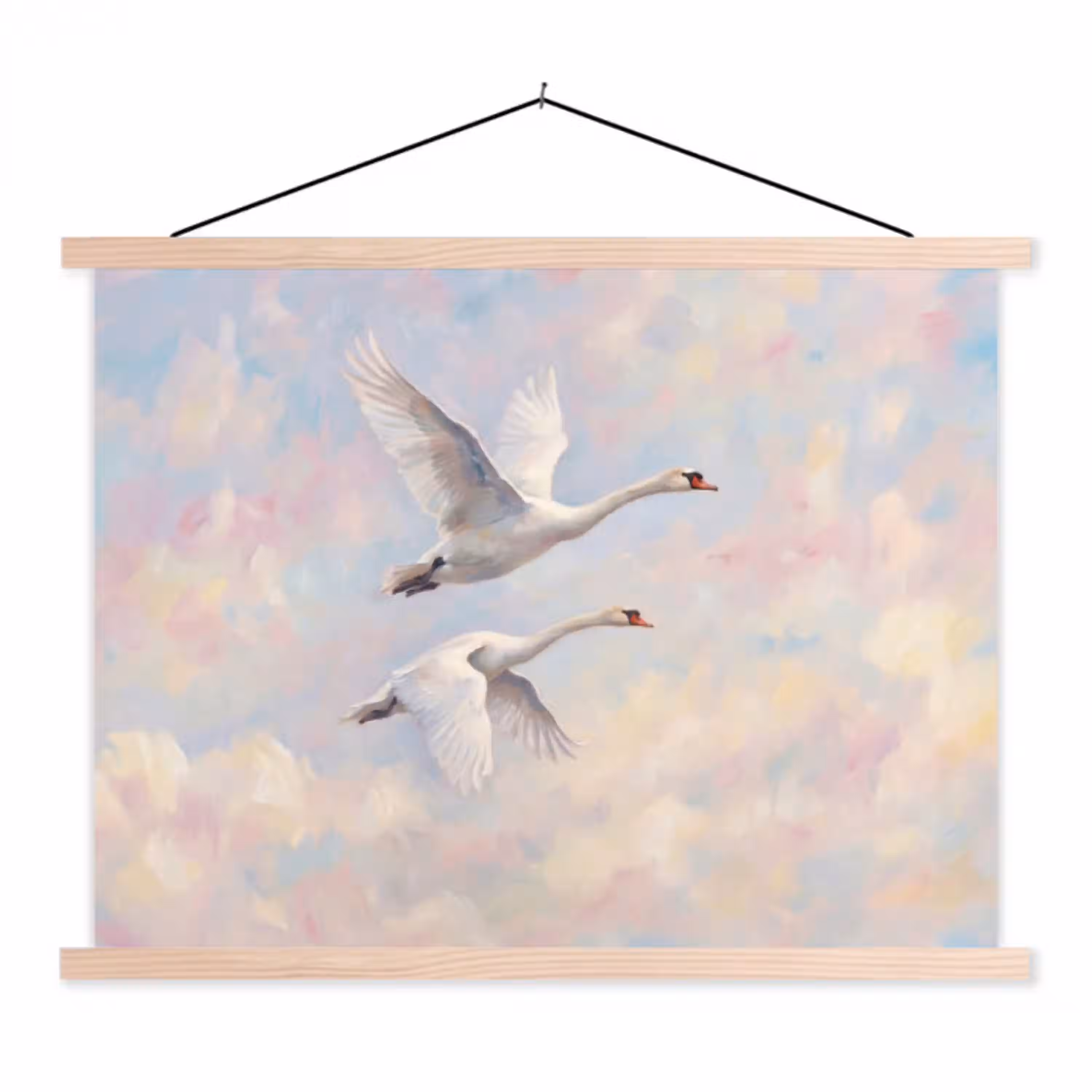 Vogel - Vliegend - Lucht - Modern - Pastel textielposter latten blank klein -3d