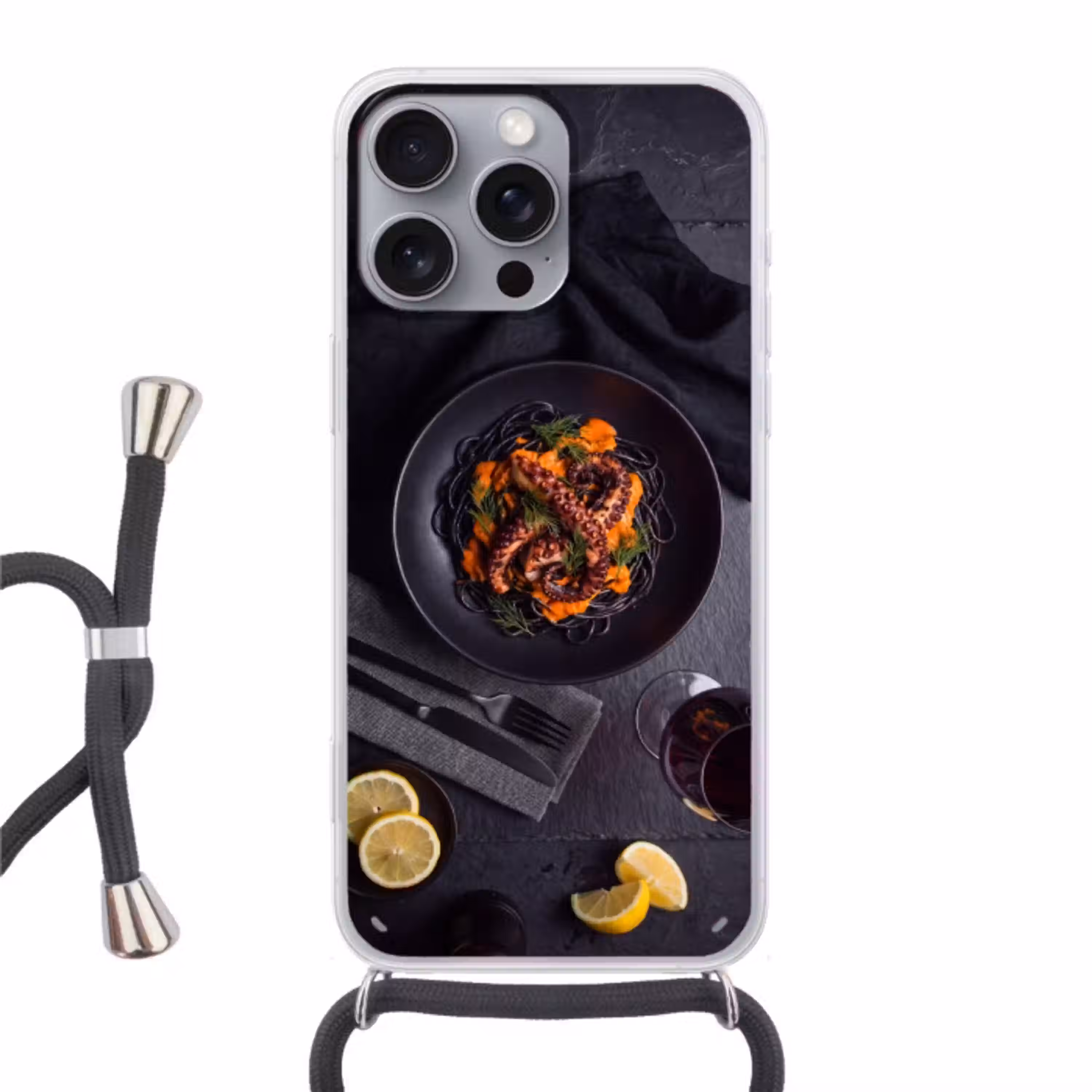 Eten - Octopus - Modern Hoesje iPhone 16 Pro Max met koord klein -3d