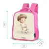 Jongen met een voetbal in bruine tinten Kinderrugzak - Roze middel -productfoto_formaten