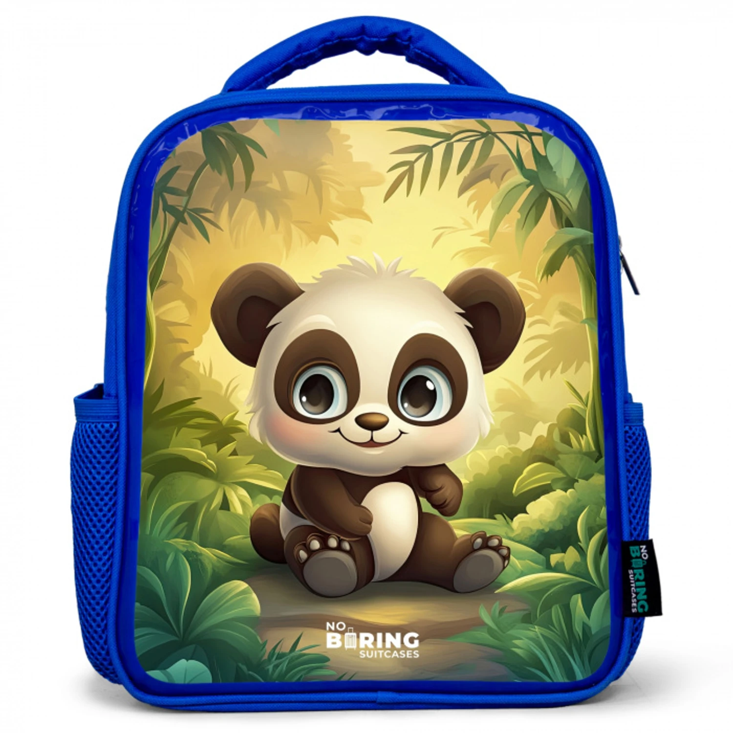 Panda - Bamboebos - Groen Kinderrugzak - Blauw middel -3d