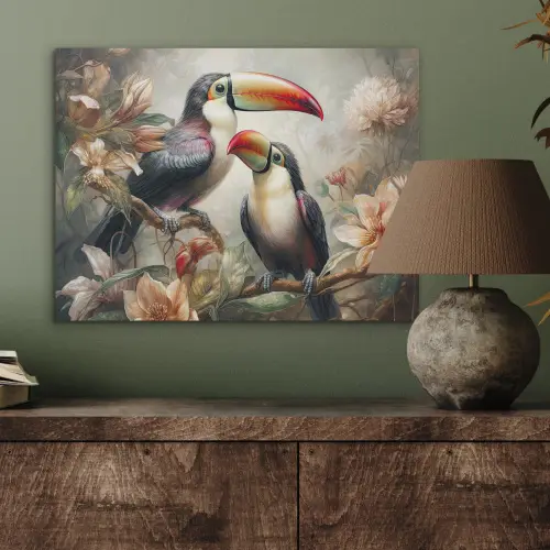 Toekan - Vogels - Bloemen - Jungle PET vilt klein -sfeer2
