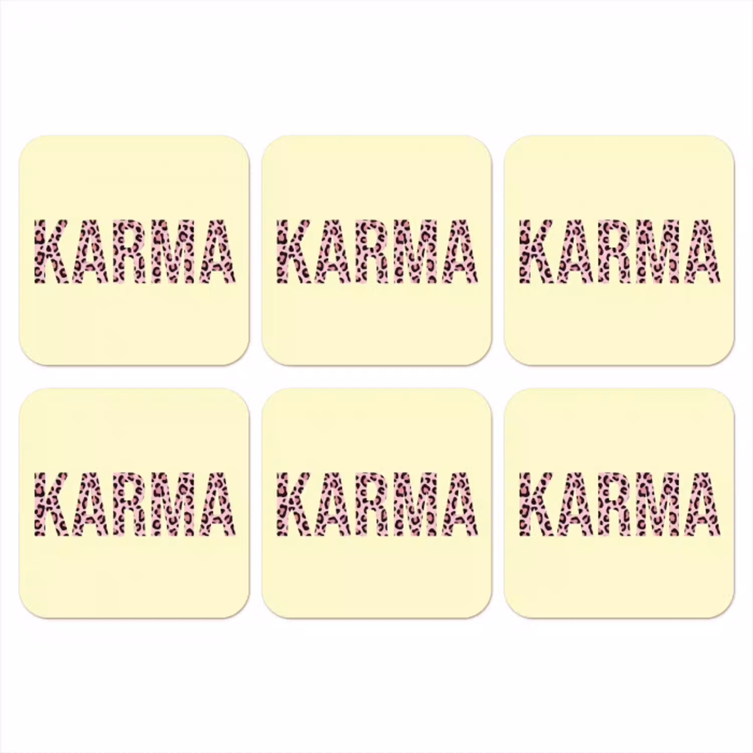 Karma - Luipaardprint - Geel onderzetter kurk middel -3d