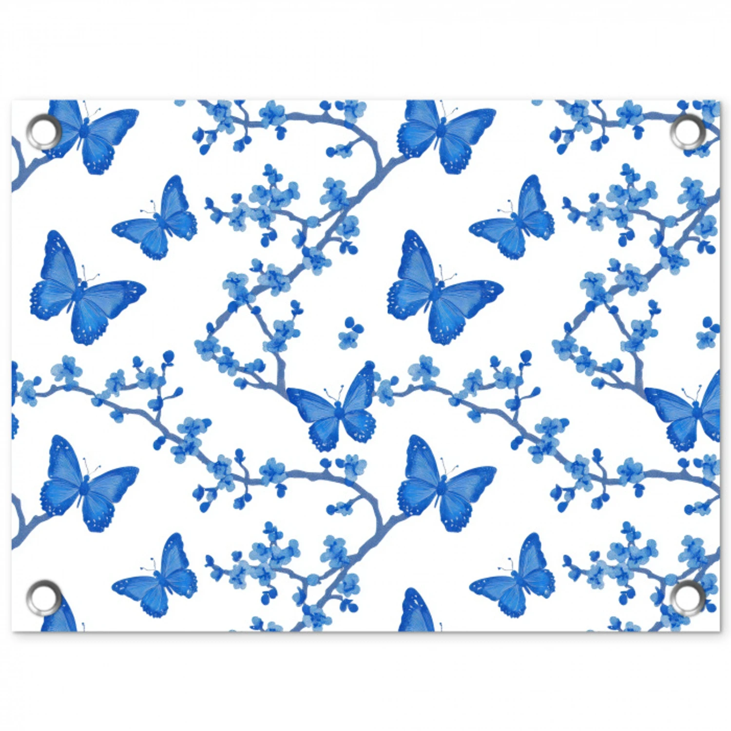 Vlinder - Bloemen - Blauw tuinposter los doek klein 239 -3d