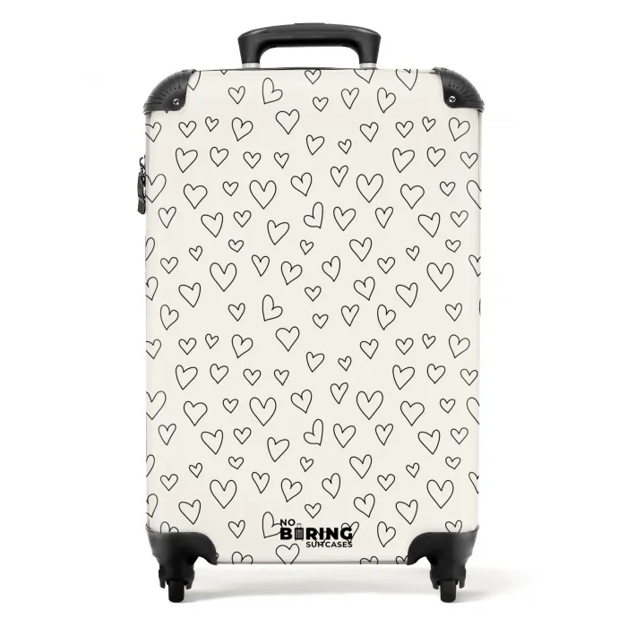 Valentijn hartenregen patroon zwart NBS - Handbagage koffer - Kinderen Unisex middel -productfoto_recht