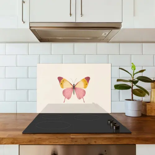 Vlinder - Illustratie - Roze keuken achterwand spatscherm klein -sfeer2
