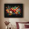 Groente - Peper - Knoflook - Graffiti - Verf - Kleurrijk Textielframe zwart klein -sfeer1