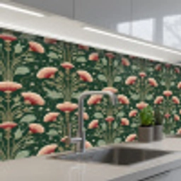 Patroon - Botanisch - Kleurrijk keuken achterwand 2 middel 871 -3d_schuin