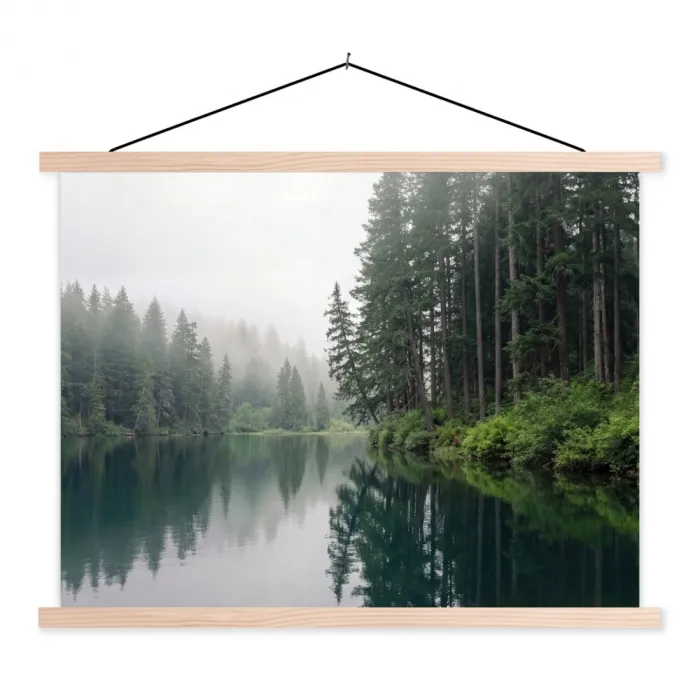 Bergen - Meer - Bos textielposter latten blank klein -3d