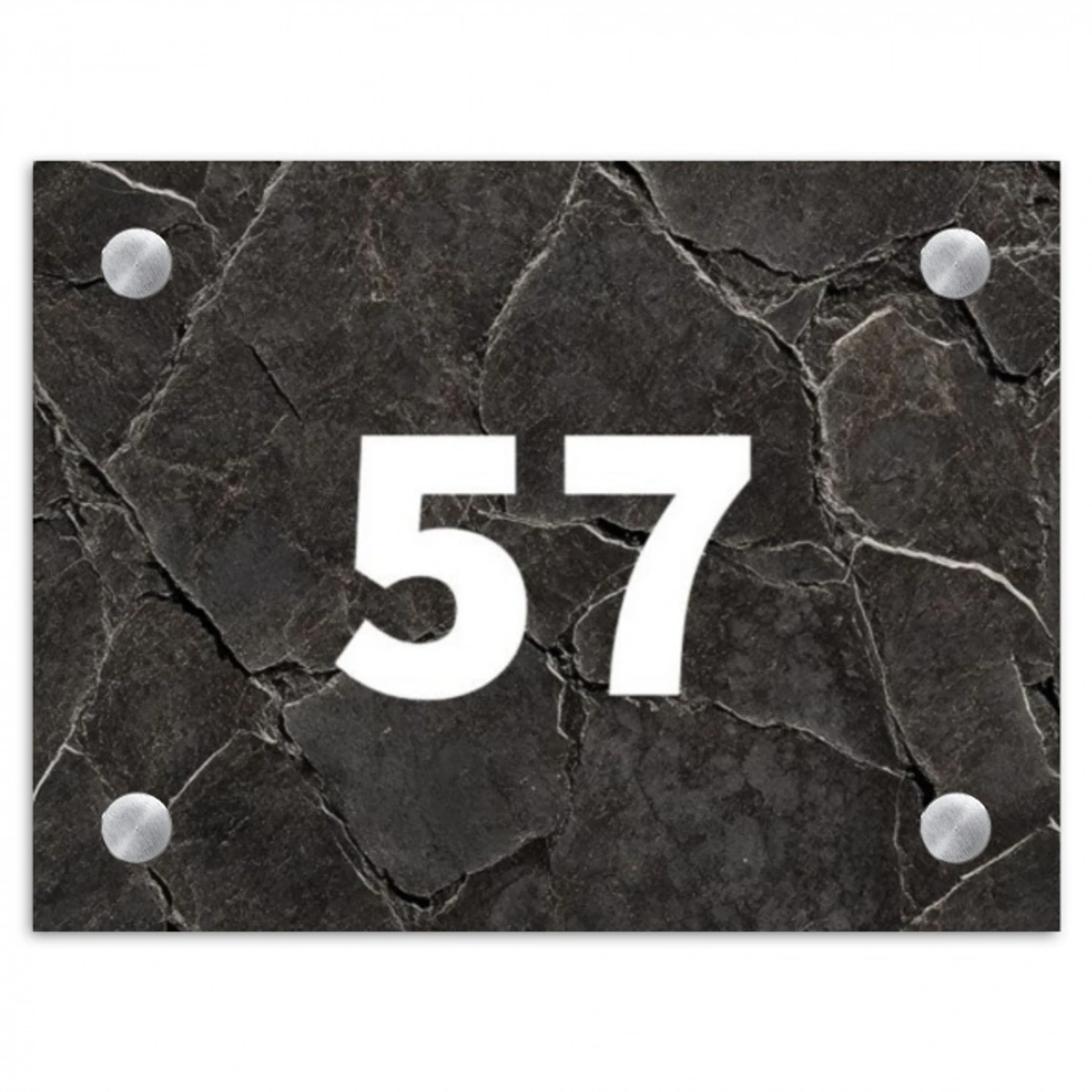 Gebarsten steen - Traditioneel Naambord Rechthoek middel -3d