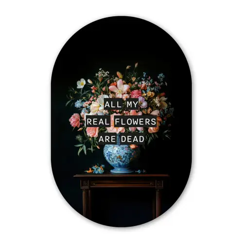 Bloemen - Art - Pastel - Quotes Wandcirkel Ovaal Glas middel -3d