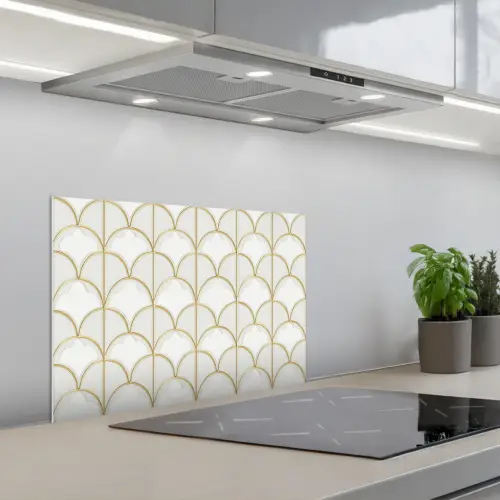 Mozaïek - Bogen - Goud keuken achterwand spatscherm klein 900 -3d_schuin