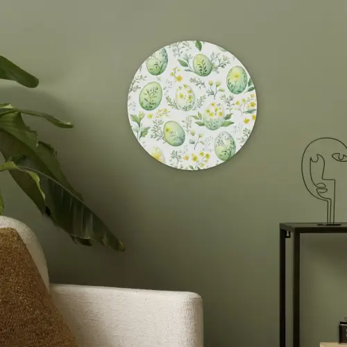 Patroon - Groen - Eieren Akoestische PET Vilt - Rond klein -sfeer2