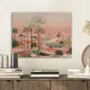 Roze landschap - Palmen - Water PET vilt klein -sfeer1