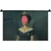 Kroon - Roze druipend verf - Portret Wandkleed katoen klein -zz3d