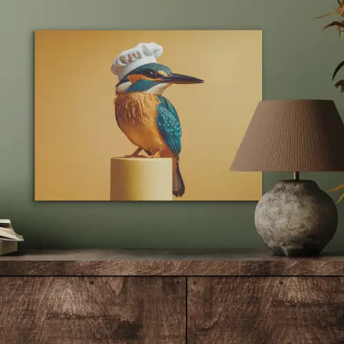 Ijsvogel - Pilaar - Koksmuts - Vogel PET vilt klein -sfeer2