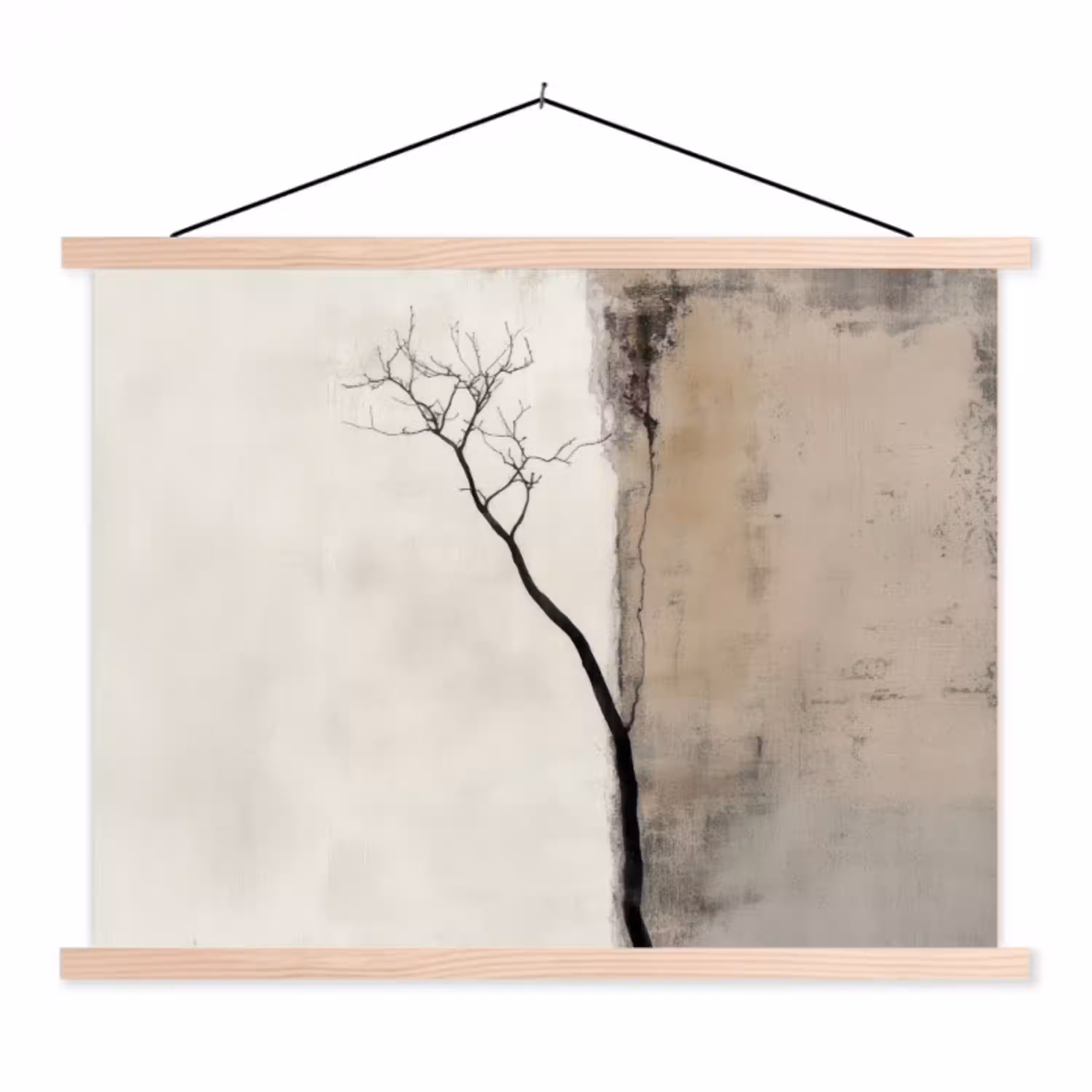 Wabi sabi - Plant - Beige textielposter latten blank klein -3d