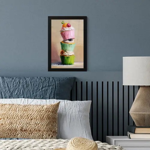 Cupcakes - Gestapeld - Kleurrijk - Fruit fotolijst zwart zonder passe partout klein -sfeer3
