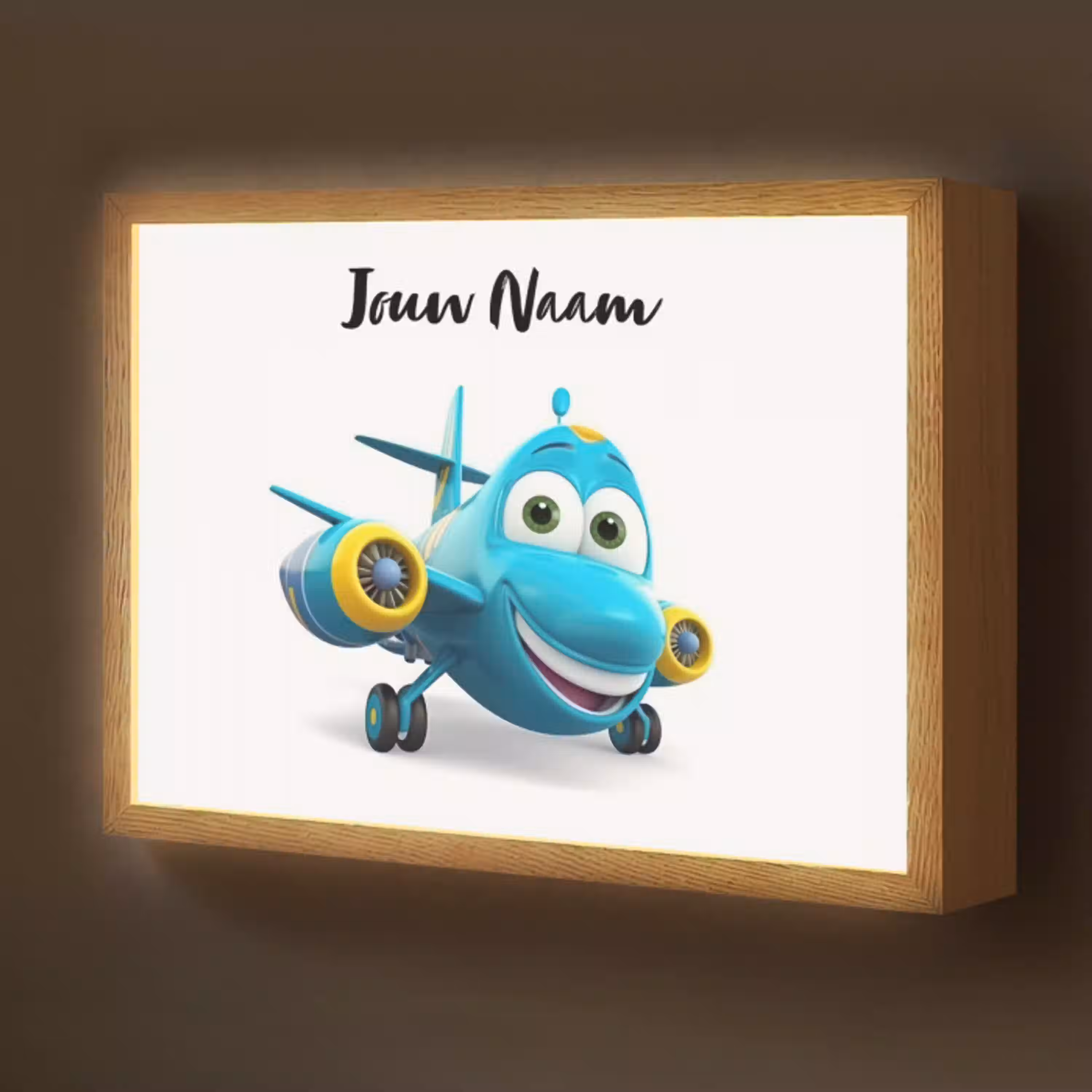 Vliegtuig - Blauw - Kinderen - Jongens Light Box met batterij (Wandlamp kind) middel -z3d_website