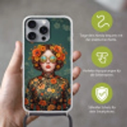 Portret - Vrouw - Kleurrijk - Expressief Hoesje iPhone 16 Pro Max met koord klein -sfeer2_DE