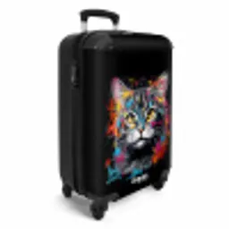 Kat met Kleurrijke Penseelstreken NBS - Handbagage koffer - Kinderen Unisex middel -productfoto_3d