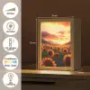 Zonnebloemen - Zonsondergang - Landschap Light Box met kabel (Tafellamp) klein -USP_NL