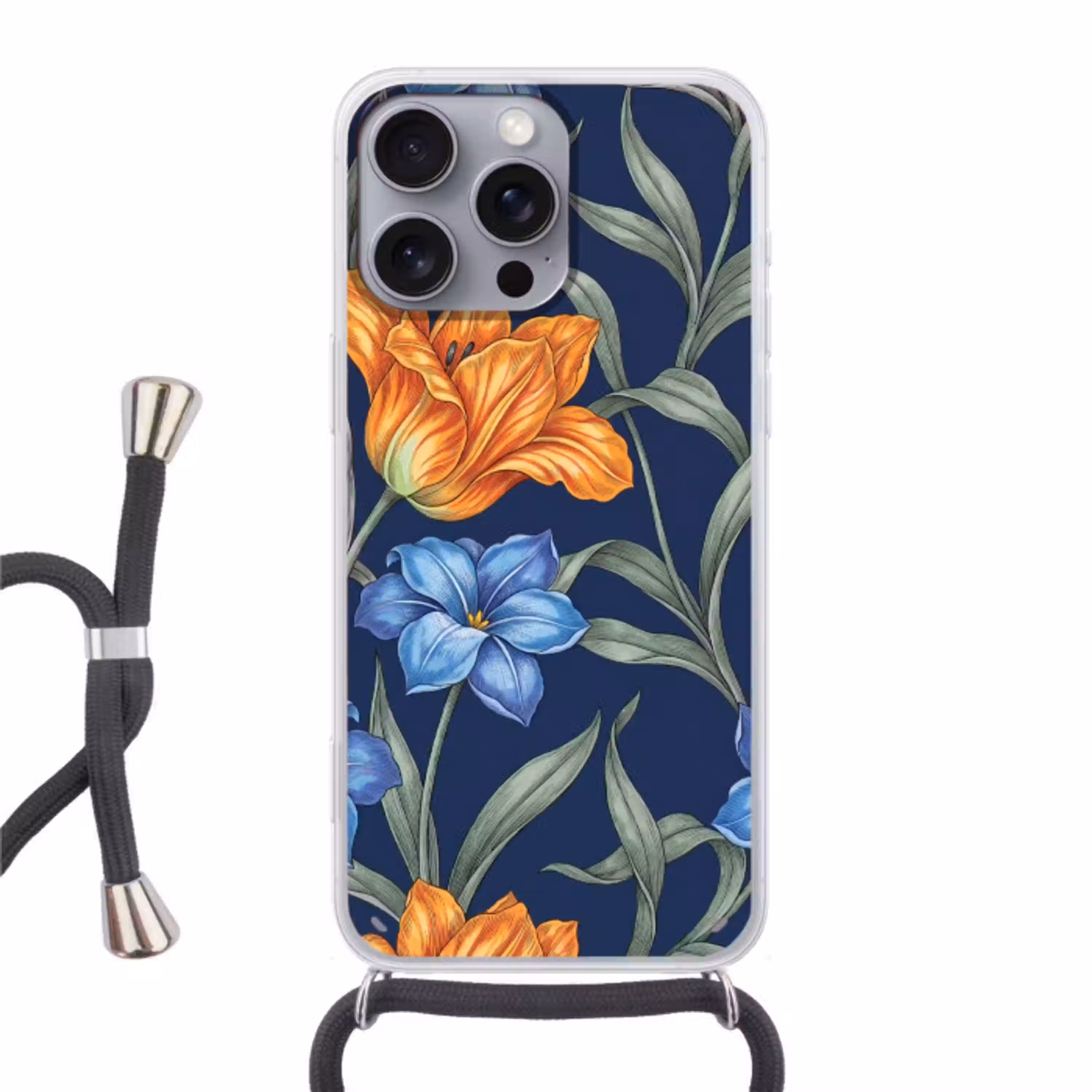 Bloemen - Botanisch - Patroon Hoesje iPhone 16 Pro Max met koord klein -3d