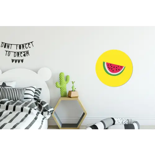 Fruit - Watermeloen - Geel Wandcirkel aluminium klein -kinderkamer