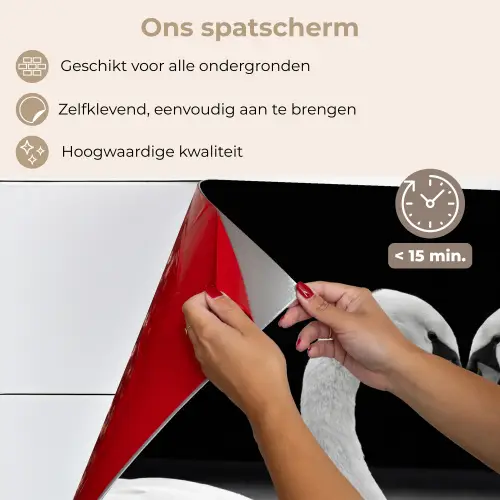 Zwanen - Hart - Zwart - Wit keuken achterwand spatscherm klein -spatscherm_NL