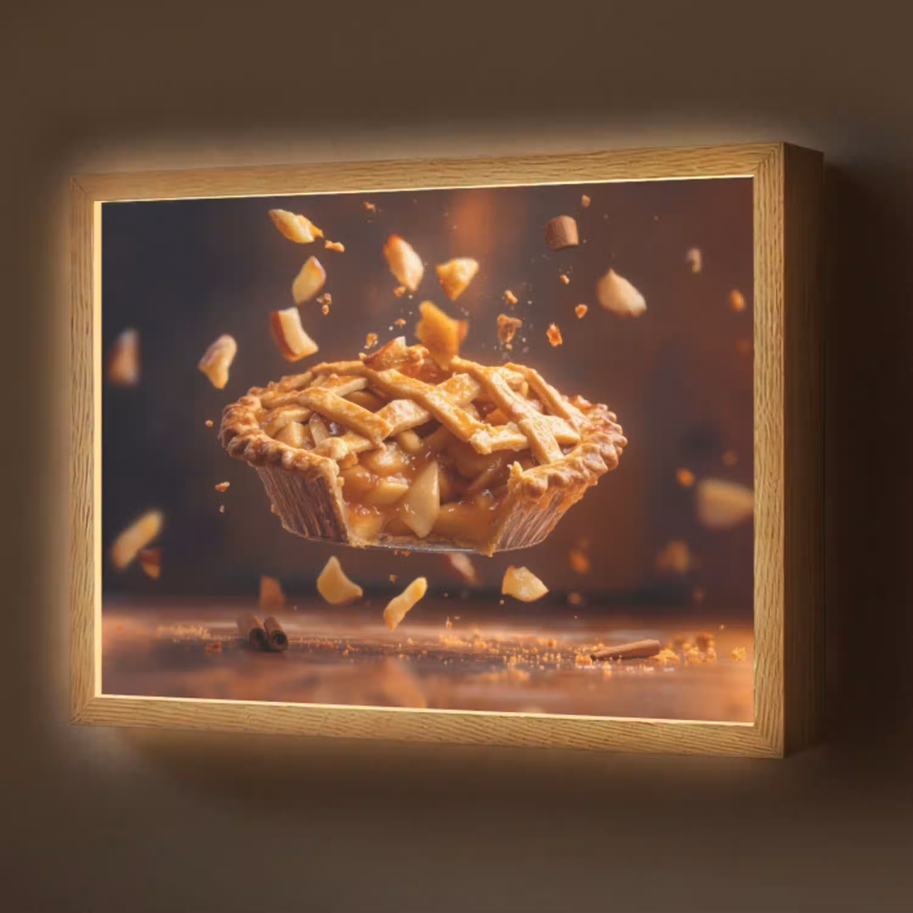 Appel - Taart - Warm - Eten Light Box met batterij (Wandlamp) middel -z3d_website