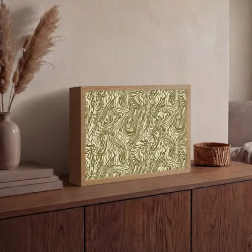 Abstract - Marmer - Groen Light Box met batterij (Wandlamp) middel 907 -sfeer2