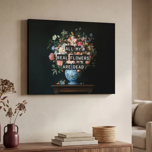 Bloemen - Art - Pastel - Quotes Textielframe - compleet frame klein -sfeer3