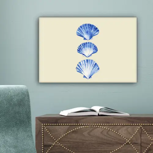 Schelpen - Blauw - Beige canvas 2cm klein -sfeer4