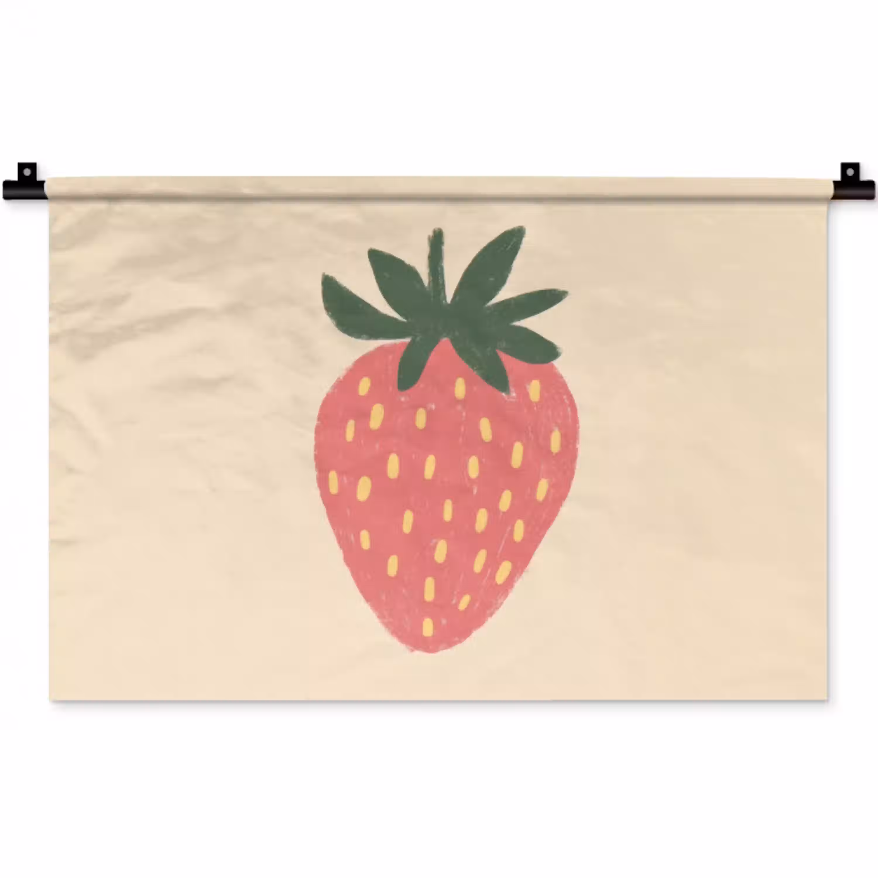 Aardbei - Minimalistisch - Rood - Fruit Wandkleed katoen klein -zz3d