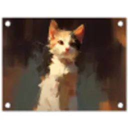 Kat - Geschilderd - Artistiek - Wit tuinposter los doek klein -3d