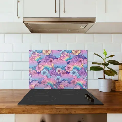 Regenbogen - Bloemen - Kleurrijk - Wolken keuken achterwand spatscherm klein -sfeer2