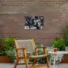Springen - Paard - Zwart - Wit Tuinposter op houten frame 2 cm dik klein -sfeer3