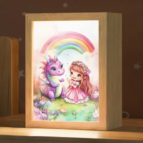 Meisje - Draak - Regenboog Light Box met kabel klein -zzz_3d_website