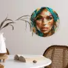 Vrouw - Portret - Goud - Luxe - Blauw Wandcirkel kunststof plaat 5mm dik klein -sfeer4