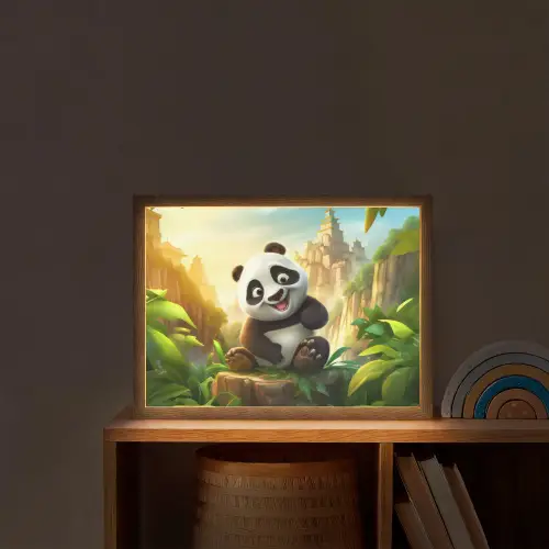 Panda - Wilde dieren - Jungle - Jongens - Kinderen Light Box met batterij (Wandlamp kind) middel -sfeer1_kind