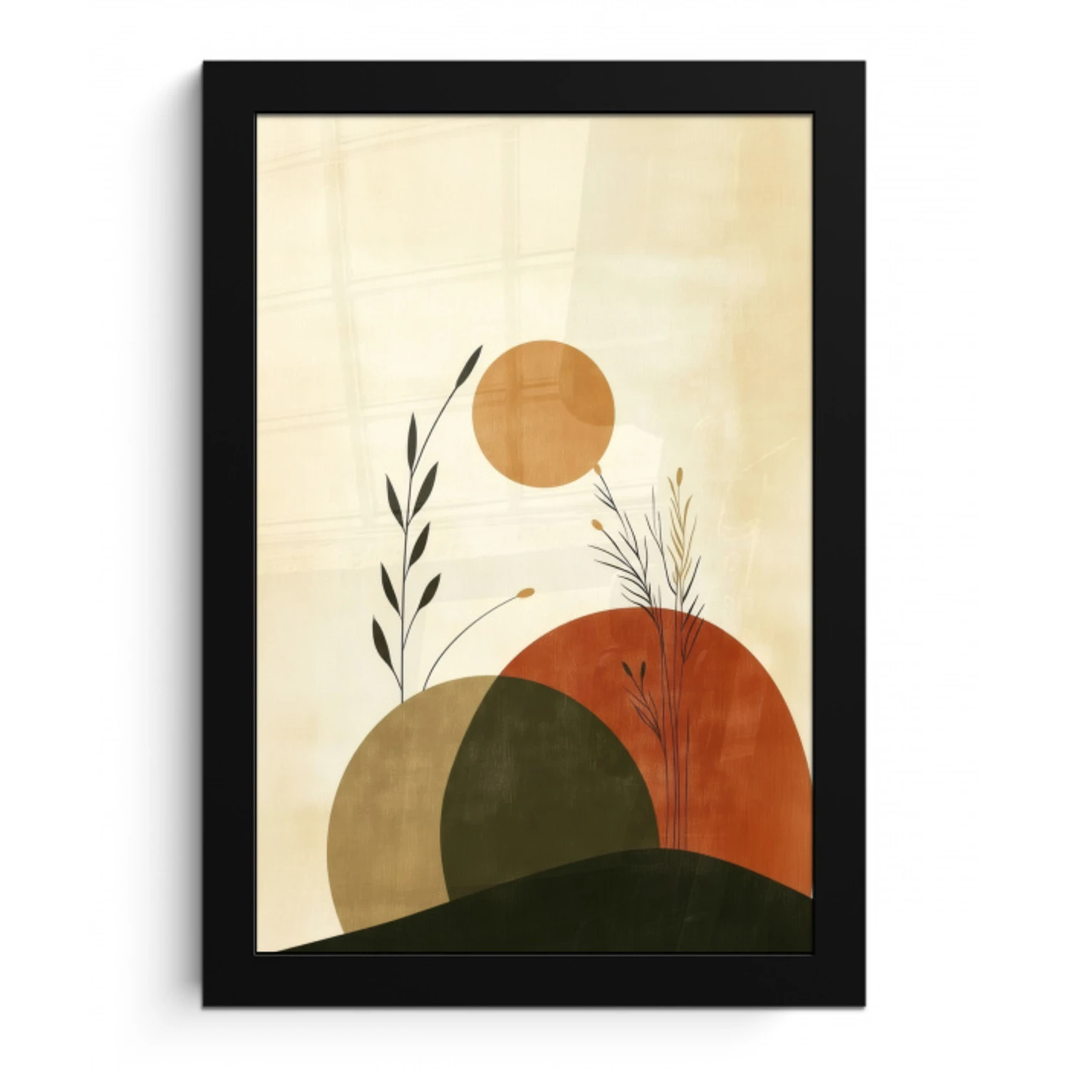 Planten - Abstract - Vormen fotolijst zwart zonder passe partout klein -3d