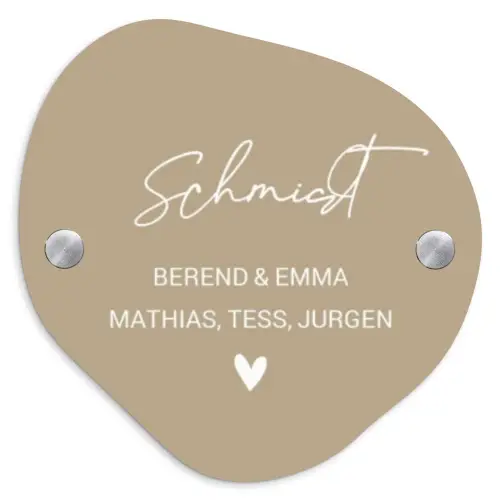Zandkleur - Sierlijk Naambord Organisch middel -3d