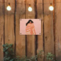 Meisje - Deken - Gestreept - Oranje tuinposter los doek klein -sfeer1