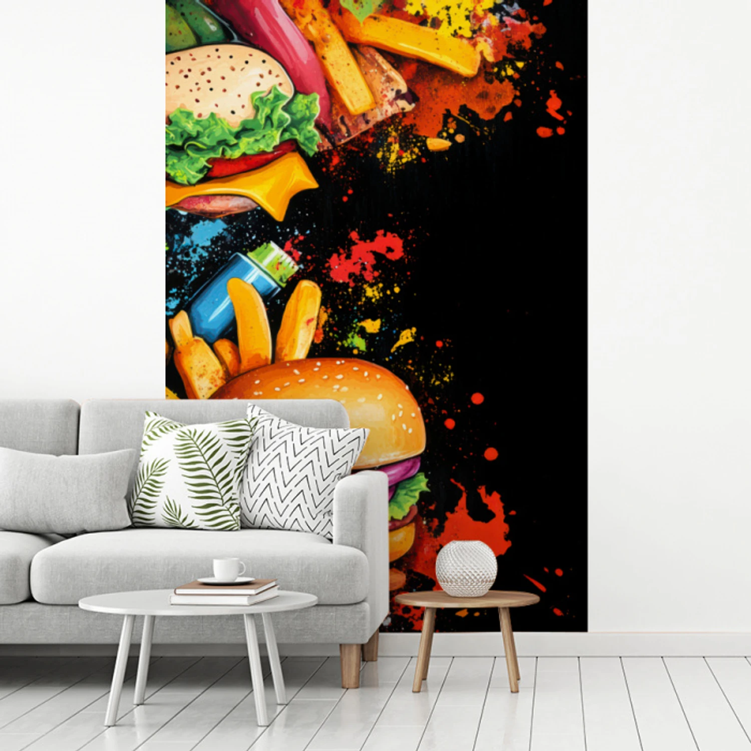 Fastfood - Graffiti - Hamburger - Eten - Modern fotobehang vinyl groot -woonkamer