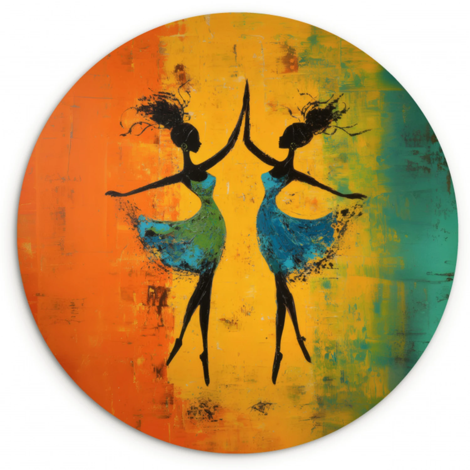Dansen - Vrouwen - Verfstructuur Wandcirkel plexiglas klein -3d