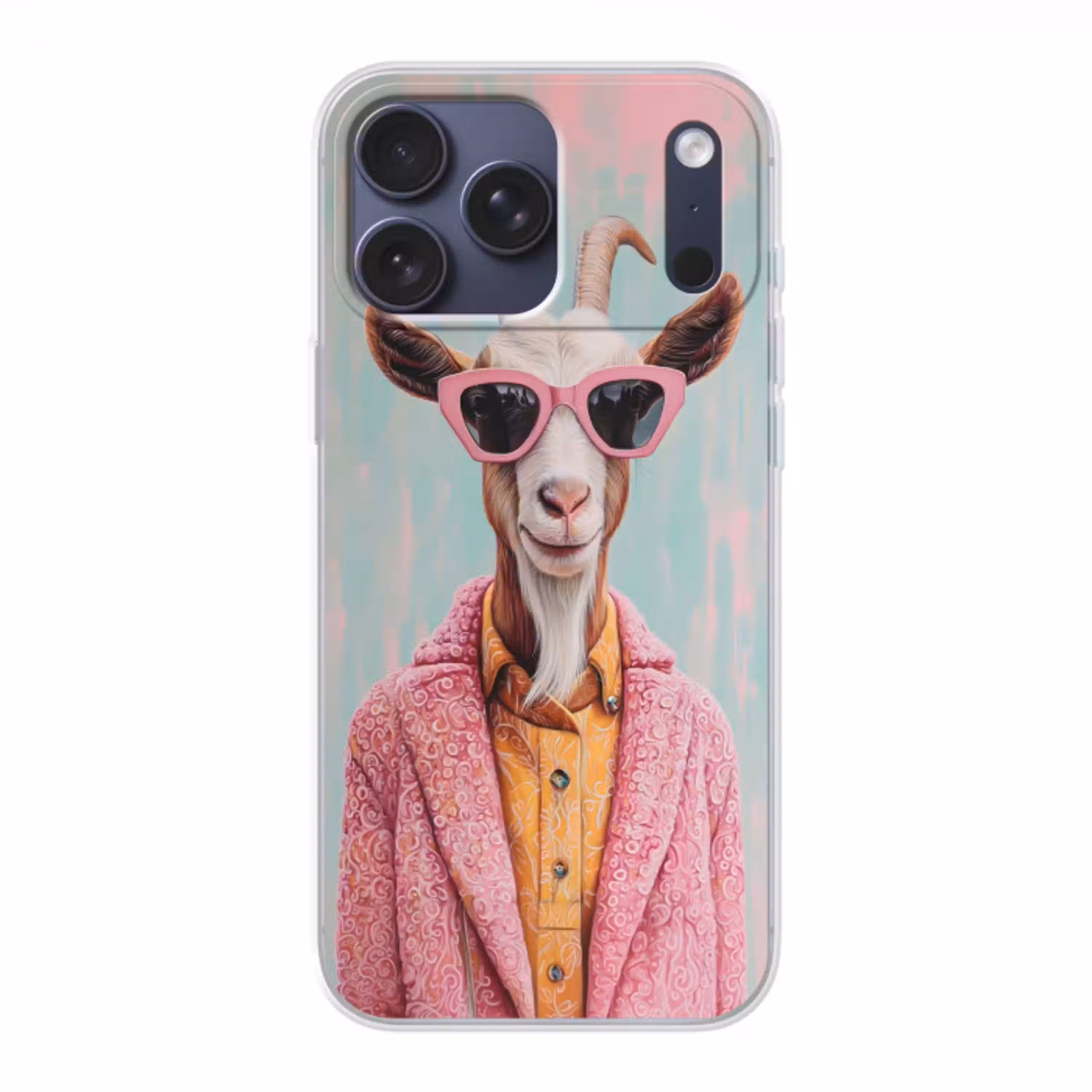 Zonnebril - Roze - Geit - Horen Telefoonhoesje iPhone 17 Pro Max klein -3d
