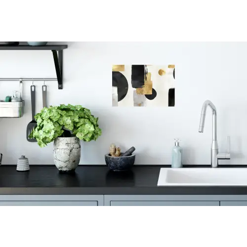 Goud - Rechthoeken - Cirkels - Abstract Muursticker klein -keuken